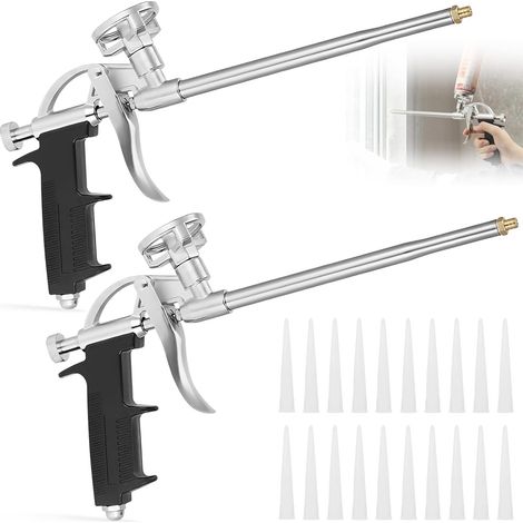2 Pièces Pistolet Mousse Polyurethane avec 20 Buses, Pistolets Mousse Expansive PU, Pistolet Construction Pas Besoin Nettoyant pour Calfeutrage, Etanchéité (1/5)