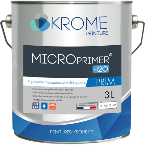 Krome MicroPrimer H2o Peinture d'Impression Microporeuse Multi-supports Intérieur et Extérieur Couleur: BLANC - Conditionnement: 3L