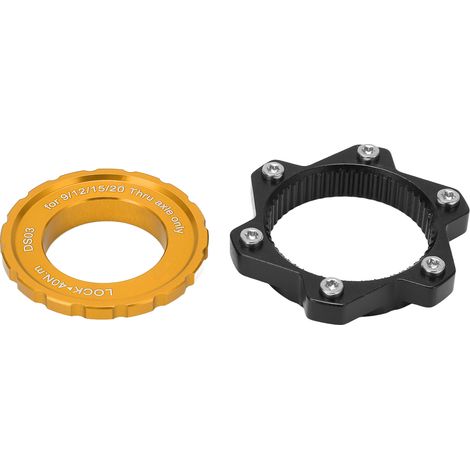 MEIJUN Adaptateur Centerlock vers 6 Vis, Bague de Serrage en Alliage d'Aluminium pour Moyeu à Axe Passant, Doré (1/5)
