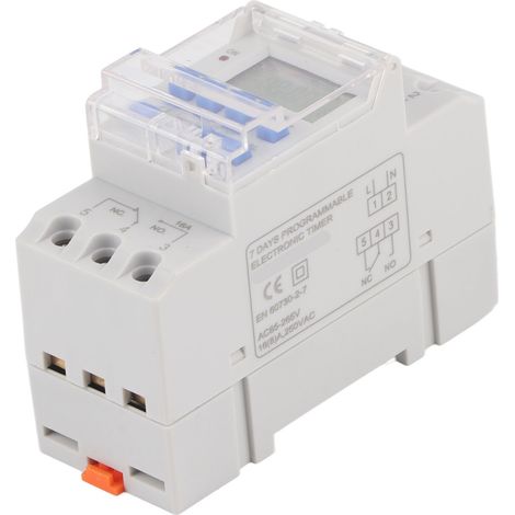 85‑Minuterie hebdomadaire 12/24 h, 16 A, 265 V CA, avec écran LCD et interrupteur marche/arrêt, relais programmable (1/5)
