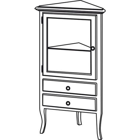 RETRO Meuble de rangement d'angle 60x120x47cm, gauche/vieux blanc (1/2)