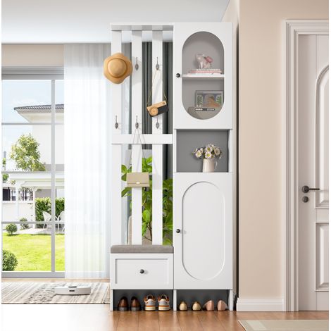 Mueble recibidor zapatero con percheros 85x33,5x200 OKMYHOME (1/5)