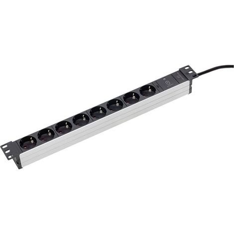 Multiprise 8 Prises 19" Noir 1U Câble de 2 m avec fiche coudée de Terre pour armoires Serveur Prises 45° avec Protection Contre Les surtensions et Affichage Optique