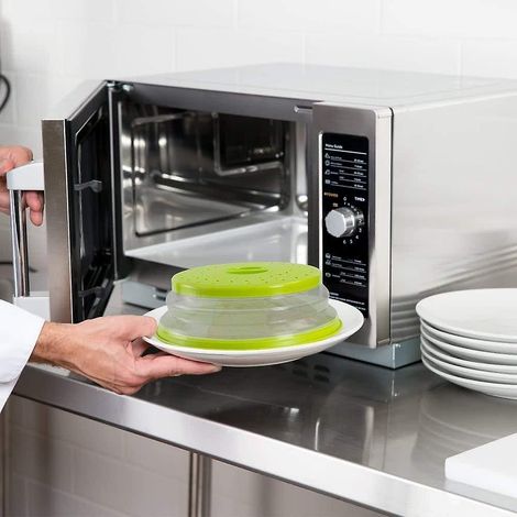 Couvercle pliable pour micro-ondes avec trous de ventilation, protection anti-éclaboussures, couvercle pour assiette micro-ondes (1/3)
