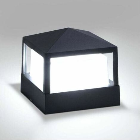 Lampe de Poteau Lampe Pilier Portail Lampe D'exterieur lumiere colonne lampe Villa IP65 etanche Aluminium jardin paysage pelouse porte cloture entree lumier, Blanc Froid Classe energetique A++ (1/5)