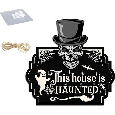 Plaque Accrochable - Bois De Tilleul - Thème Halloween Sorcière Chauve-Souris Fantôme Citrouille Toile D Araignée - Pour Porte Intérieure Extérieure - 1 Pièce (1/5)