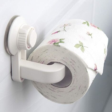BUNTHAUS Toilettenpapierhalter mit Saugnapf, Wandmontage, ohne Bohren, starke Haftung, für Bad und Küche, Weiß (1/5)