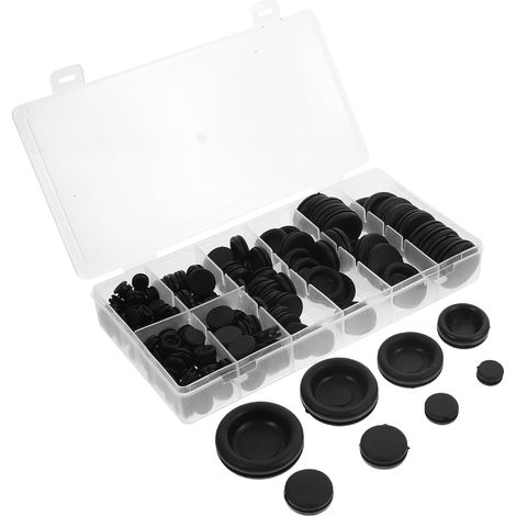 Kit de 170 Pièces de Passe-câbles en Caoutchouc Noir, Anneaux D'étanchéité Isolants de Fils et Câbles en Chimique et Mécanique (1/5)