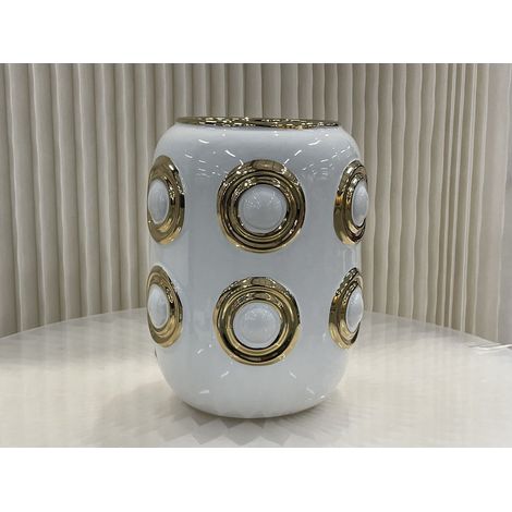 Vase Doré avec Design Double Cercle pour Décoration Intérieure de Salon CV11617-9WIT - PANGIVO (1/2)