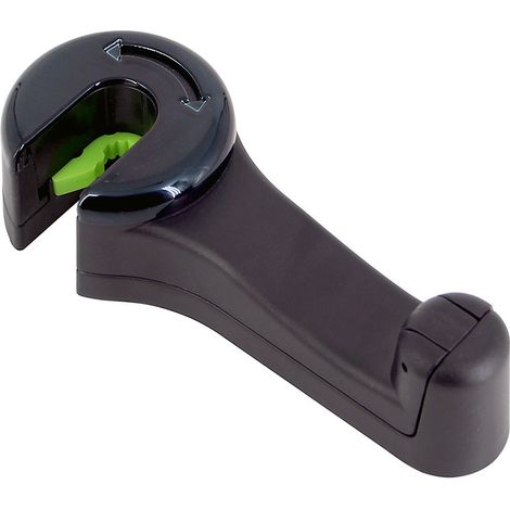Soporte 2 en 1 para reposacabezas de coche, gancho giratorio de 360° para bolso con soporte para teléfono móvil, organizador para bolso, asiento trasero, negro, 1 unidad (1/4)