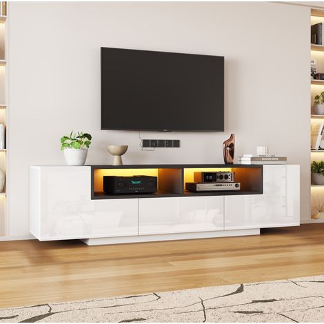 mobile tv 180 cm LED bianco con cassetto e ripiani HAVRYA (1/5)
