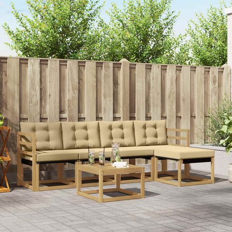 vidaXL Outdoor-Sofagarnitur 6 Stk. Weiß und Beige (1/5)