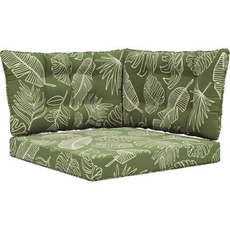 Coussin de canapé d'extérieur 3 pcs Modèle feuille Polyester