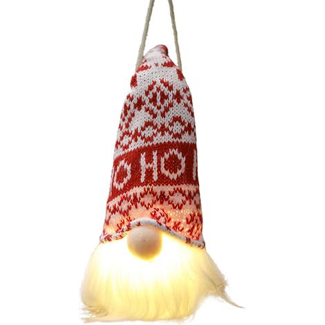 Pendentif Lumineux Père Noël Forêt Sans Visage, Décoration Intérieure Festive Avec Piles Boutons Incluses 8x20cm-KZQ (1/3)