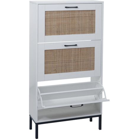 Scarpiera 126 x 63 x 24 cm con 3 scomparti stile moderno e pratico in MDF bianco 040009742
