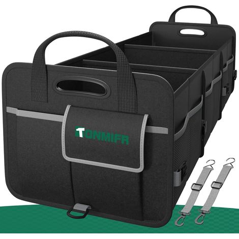 Organisateur Coffre Voiture Multicompartiments Pliable - Grand Format 92L en 600D Oxford - pour SUV/Citadine/Break, Sangles Sécurité (1/5)