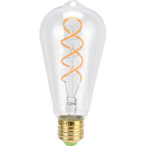 Ampoule LED Vintage ST64 E27 Transparente 4W Double Spiral, Dimmable 220V Lumière Chaude (Un)