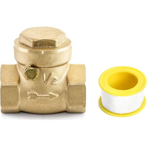Clapet Anti-Retour 1/2 Pouce, Clapet Anti Retour à Filetage Femelle en Laiton pour Éviter le Reflux d'Eau, 232PSI/1.6MPa, DN15 (1/5)