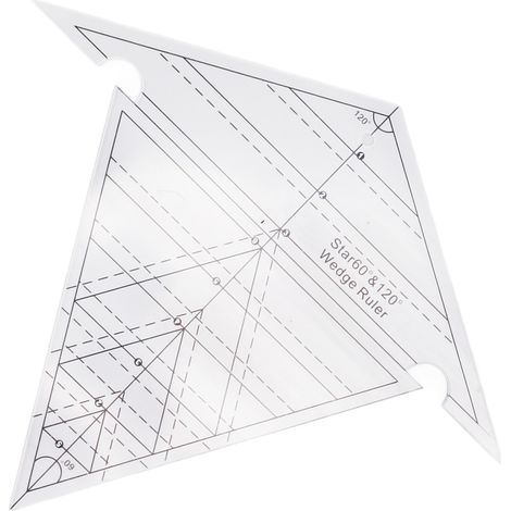 Règle triangulaire de couture à 60° et 120° en acrylique transparent, graduée avec précision et réutilisable, idéale pour le quilting et les créations DIY. (1/5)