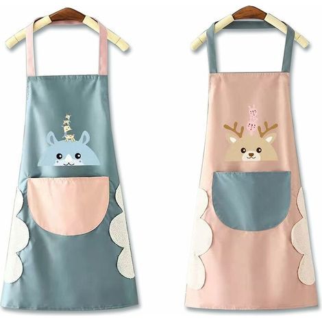 Tablier de cuisine imperméable, ensemble 2 pièces pour hommes et femmes, tablier ajustable avec poche, résistant aux taches, idéal pour la cuisine (restaurant, jardin, barbecue). (1/5)