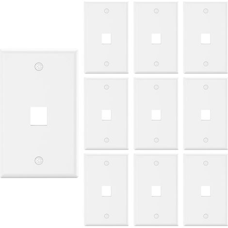 Plaque Murale Keystone - 1 Port - Blanc - Pour Prise RJ45 et Modules Modulaires - Norme UL - ABS Résistant - Lot de 10 (1/5)