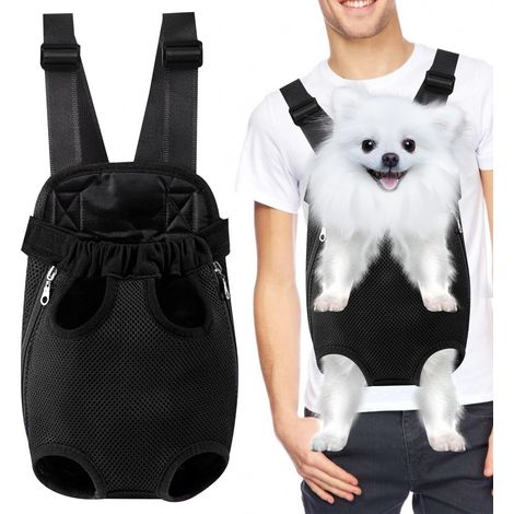 Sac à dos porte-chien et chat ajustable - Sac de transport confortable et respirant pour animaux de compagnie - Idéal pour randonnée et voyage - Noir (1/5)