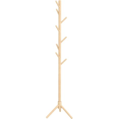 Portemanteau sur pied en bois portant à vêtements vestiaire 8 patères 40 x 40 x 165 cm naturel