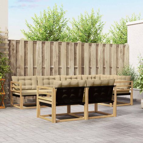 vidaXL Outdoor-Sofagarnitur 7 Stk. Weiß und Beige (1/5)