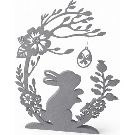 Decorazione pasquale: coniglietto sotto un arco con un uovo di Pasqua, grigio (1/3)