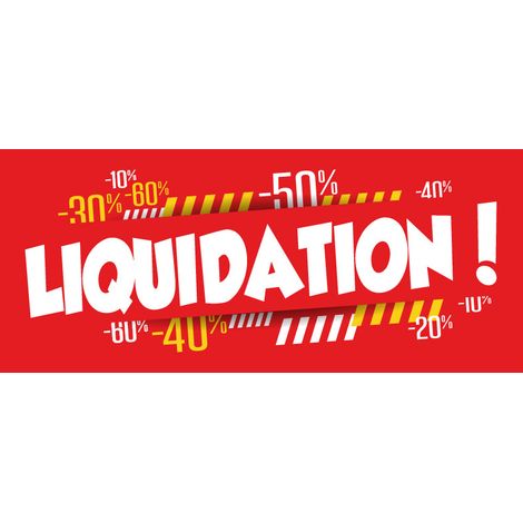 Signaletique.Biz France – Sticker vitrine liquidation VIT002 – Dimensions 1000 x 429 mm – Pour devantures de commerce – Annoncez vos promotions