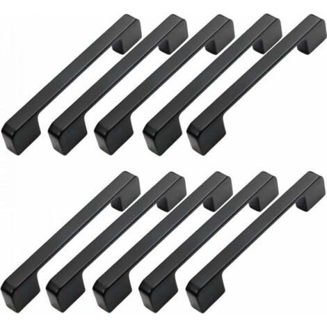 10 maniglie per mobili, interasse fori 128 mm - Maniglie nere per ante della cucina, maniglie a barra, maniglie nere per cucina, 128 mm (1/5)