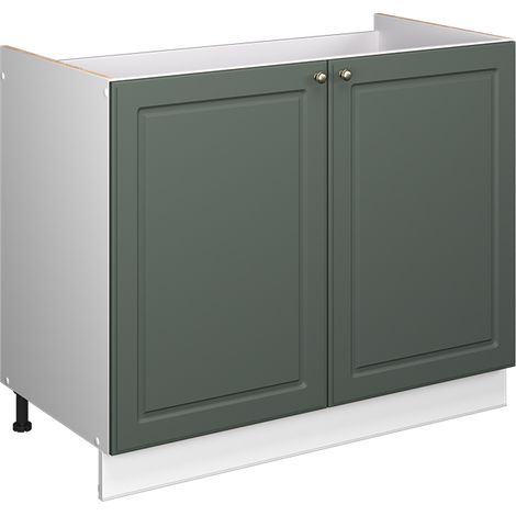 Spülenunterschrank Fame-Line, Grün-Gold Landhaus/Weiß, 100 cm ohne Arbeitsplatte, Vicco (1/5)