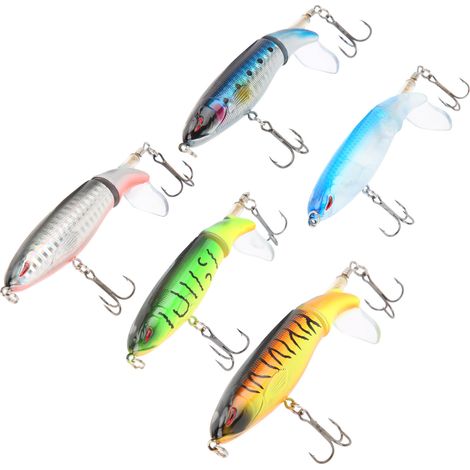 Lot de 5 leurres souples flottants en forme de tracteur à hélice, 9 cm / 13 g (1/5)