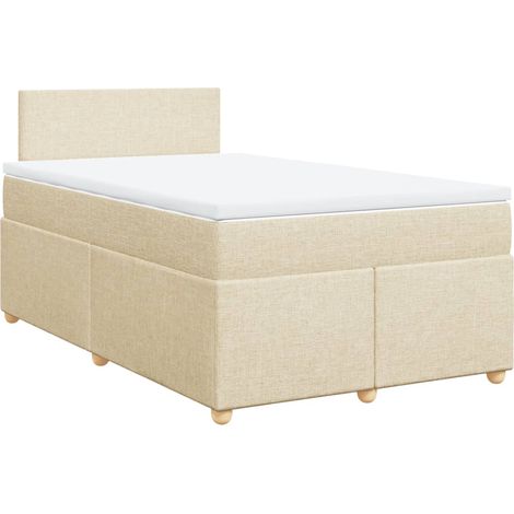 Maison Exclusive - Sommier à lattes de lit avec matelas crème 120x190 cm tissu (1/5)