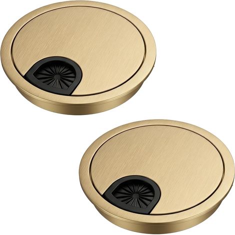 Lot de 2 œillets de bureau en bronze brossé de 80 mm pour bureau d'ordinateur et bureau à domicile (1/5)