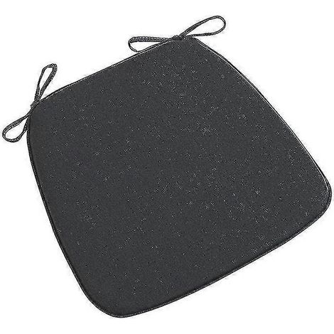 Coussin de chaise de salle à manger, en mousse à mémoire de forme antidérapante avec sangles, 45 x 42 cm, noir (1/5)