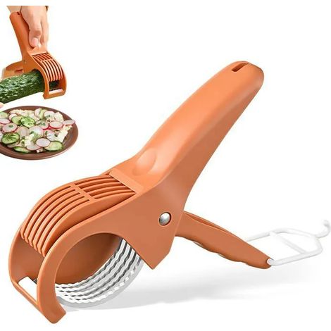 Coupe-légumes manuel multifonctionnel, adapté à divers fruits et légumes - Ustensiles de cuisine (rouge) (1/5)