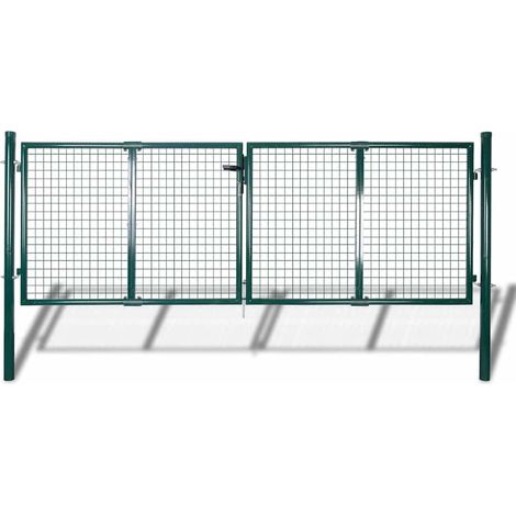 Zauntor Stahl 300x125 cm Grün
