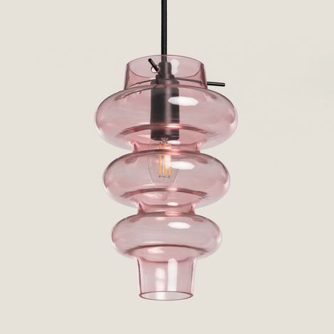 Ledkia – Suspension en verre Telder rose – Installation plafond – Design vertical – Éclairage décoratif pour projets variés (1/5)