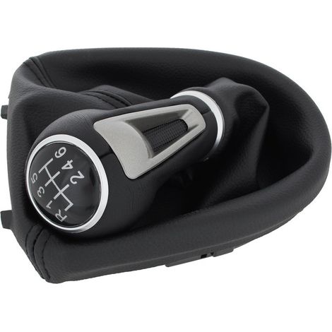 Pommeau de levier de vitesse Seat Altea XL 2006- NOIR ECO CUIR + soufflet avec cadre 6 VITESSES