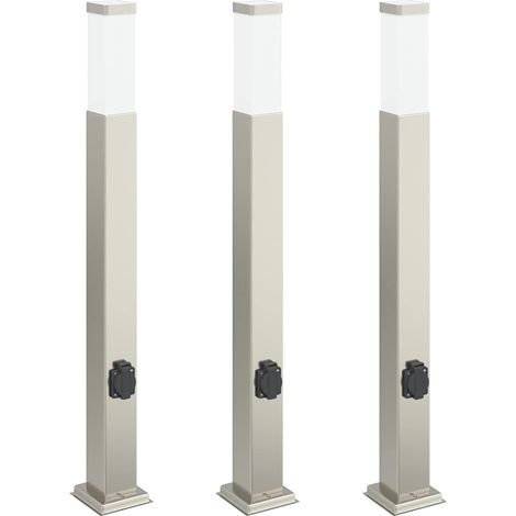 Balizas de luz con toma de corriente, 3 unidades, 80 cm, acero inoxidable, IP44 vidaXL (1/5)
