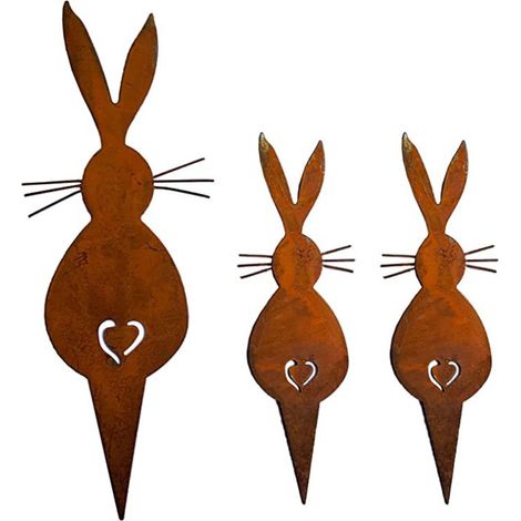 Osterhasen-Ornament aus Schmiedeeisen für den Rasen (1/3)