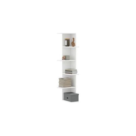 Étagère d'angle murale blanc 36,5x36,5x140 bois d'ingénierie (1/5)