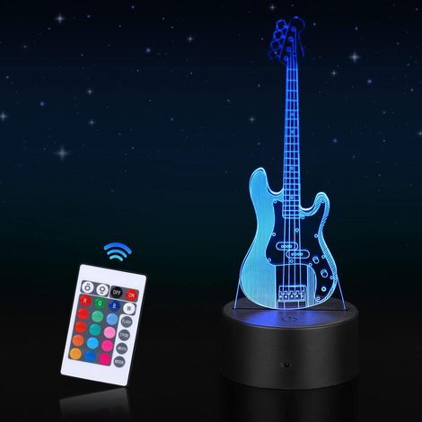 Veilleuse LED 3D Lampe Illusion Optique avec 16 Couleurs Changement et Smart Touch & Télécommande Lampe de Chevet Enfants Cadeau d'Anniversaire de Noël Pour Filles Garçons Guitare (1/5)