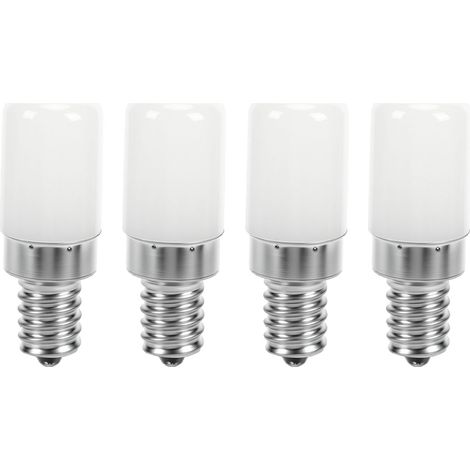 Lot de 4 ampoules LED E12 2W 200LM, type « maïs », éclairage doux à 360° pour réfrigérateur, four, hotte, placard, blanc (1/5)