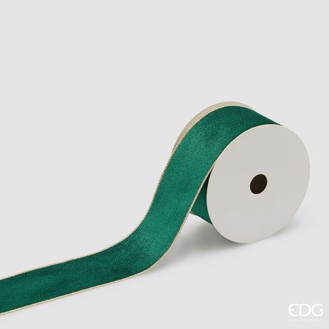 Nastro Velluto EDG Green Gold 6,3 cm x 10 m natale EDG Enzo De Gasperi Nastro in Velluto Green Gold 6,3 cm x 10 m – Decorazione di Natale (1/2)