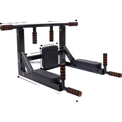 Barra de dominadas, estación de fondos multifuncional, equipo de fitness para interiores, color negro. (1/2)