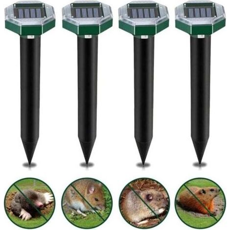 Répulsif Taupe Solaire - Ultrasons 400-1000 Hz - Résistant Pluie IP65 - Pour Jardin Pelouse - Lot De 4 (1/4)