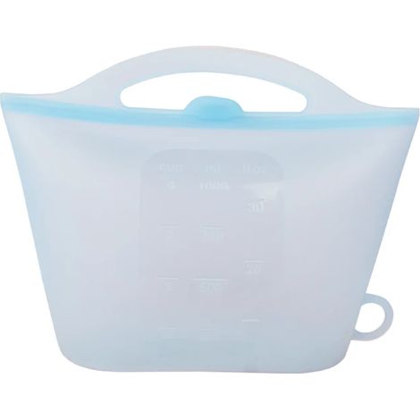 Sac de conservation réutilisable en silicone bleu de 1000 ml avec graduation, sac hermétique, sac de réfrigération portable de qualité alimentaire, sac de rangement pour réfrigérateur de cuisine (1/5)