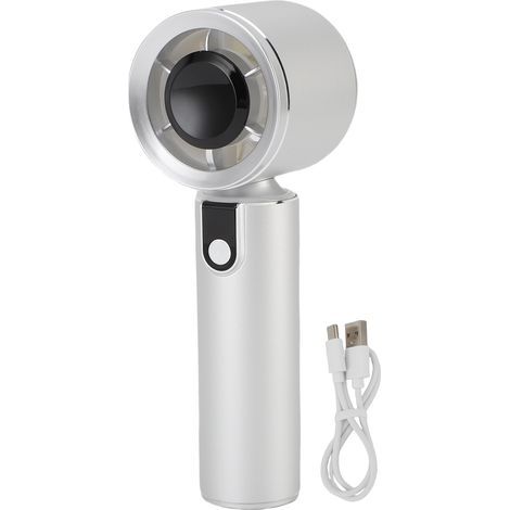 Ventilateur turbo portable et silencieux, alimenté par une batterie personnelle rechargeable de 4000 mAh, avec 5 vitesses et lumière d'ambiance, idéal pour les voyages et les activités de plein air. (1/4)